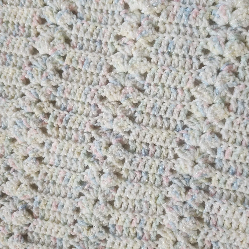 Handmade Crochet Baby Shower Blanket Pastel Popcorn Stitch 33x42 Soft Cozy Gift